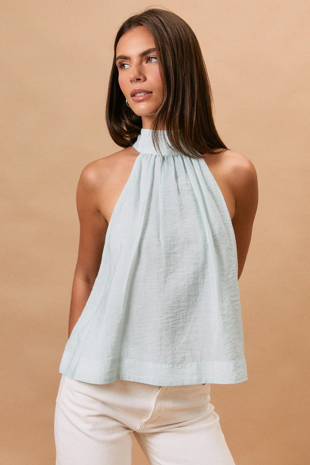 Lindsay Flared Halter Top, Light Mint sold by Madison Boutique product image thumbnail 2