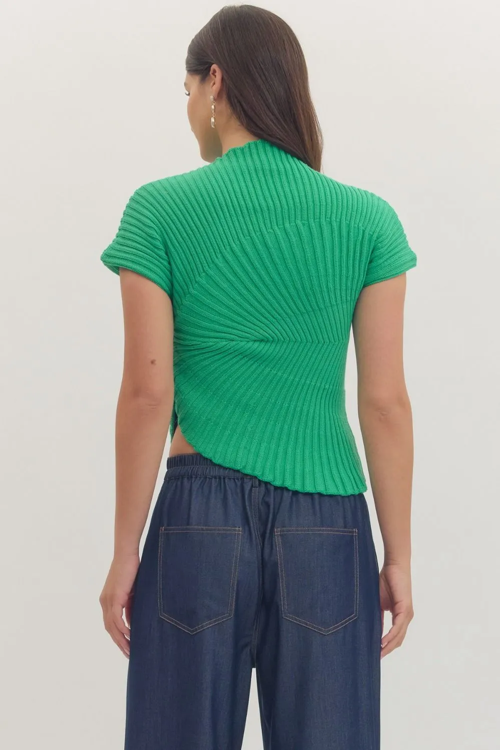 Iman Ribbed Asymmetrical Top, Green sold by Madison Boutique product image thumbnail 5