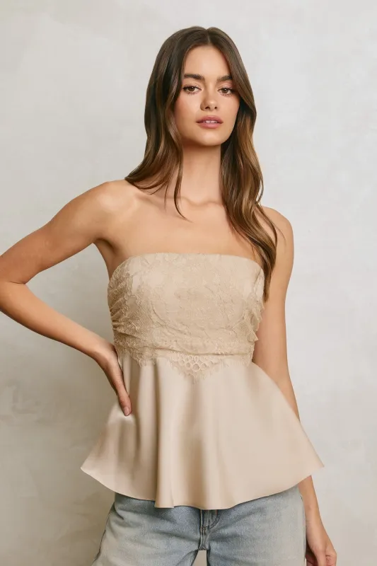 Elena Lace Strapless Flared Top made by Dress Forum