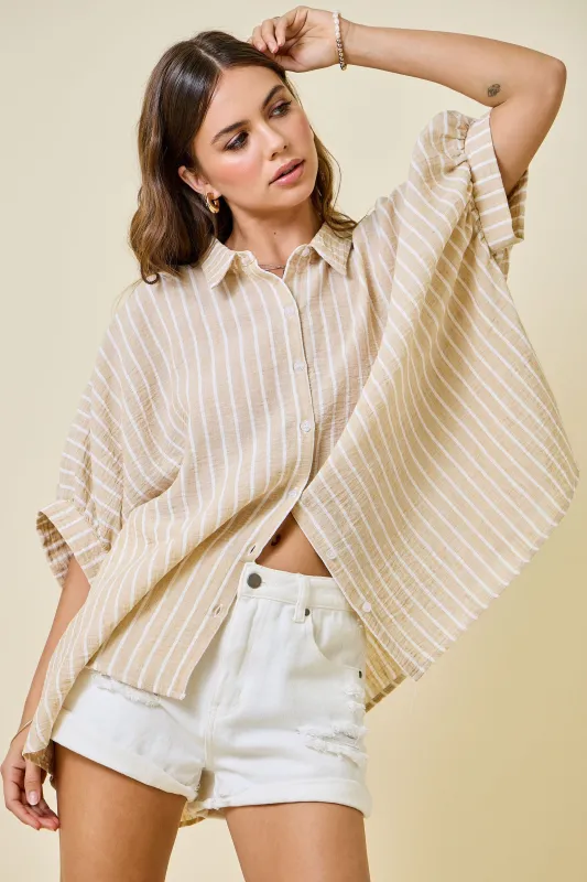North Striped Button Down Shirt made by Day + Moon