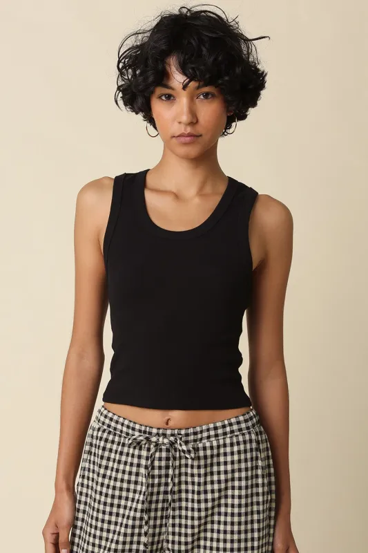 Mason Ribbed Tank, Black made by Olivaceous