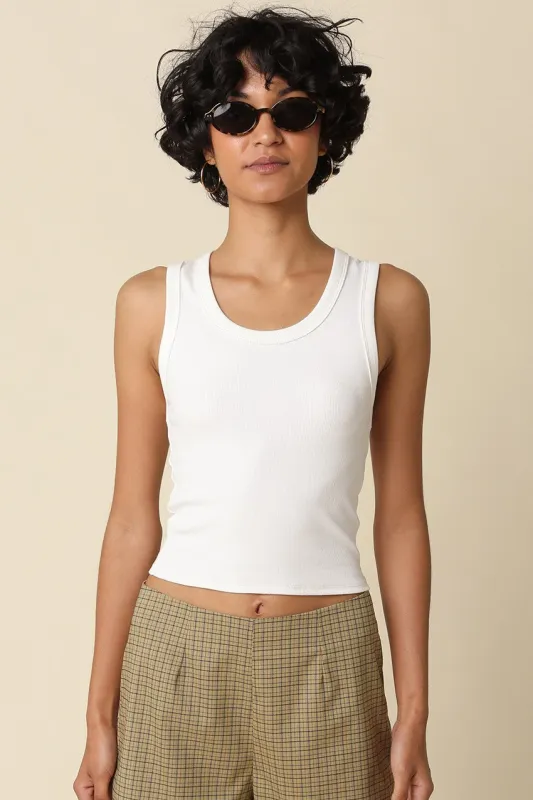 Mason Ribbed Tank, White made by Olivaceous