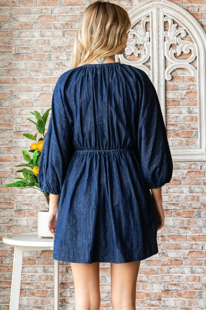 Ina Denim V-Neck Dress sold by Madison Boutique product image thumbnail 4