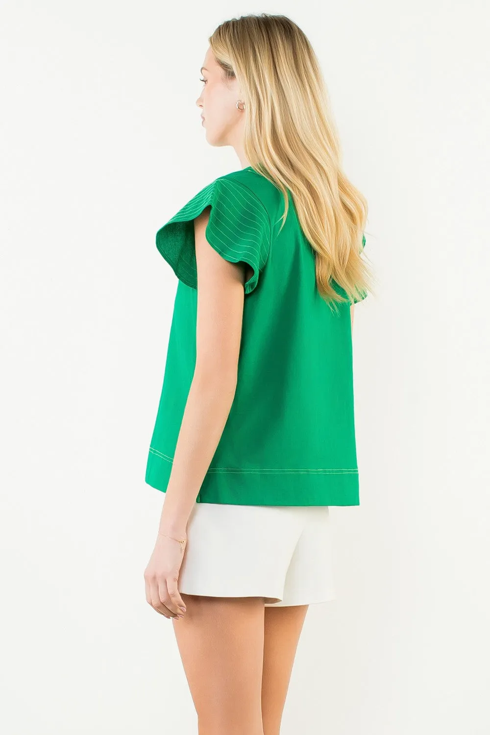 Portofino Linen Blend Top, Green sold by Madison Boutique product image thumbnail 5