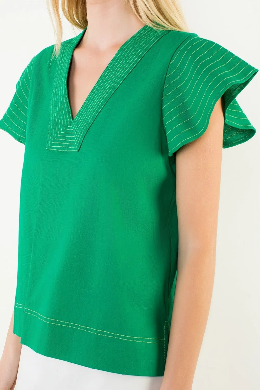 Portofino Linen Blend Top, Green sold by Madison Boutique product image thumbnail 3