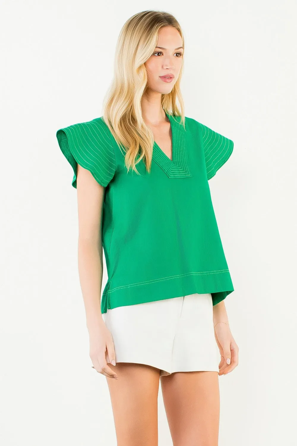 Portofino Linen Blend Top, Green sold by Madison Boutique product image thumbnail 4