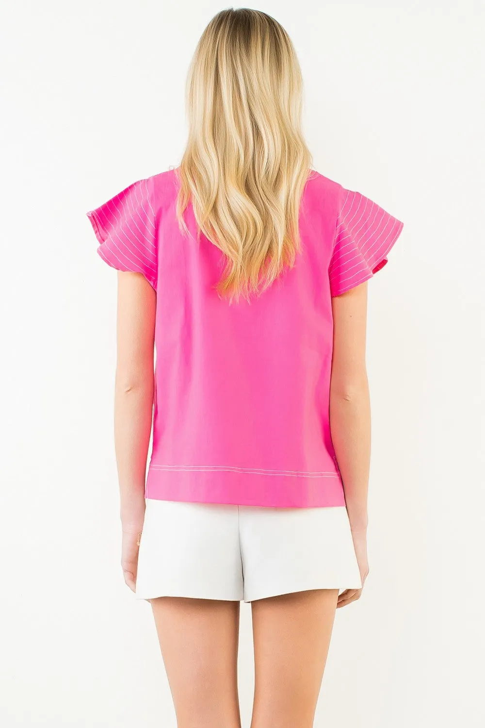 Portofino Linen Blend Top, Hot Pink sold by Madison Boutique product image thumbnail 5