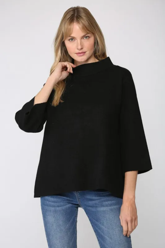 Quinn Mock Neck Sweater, Black made by Fate