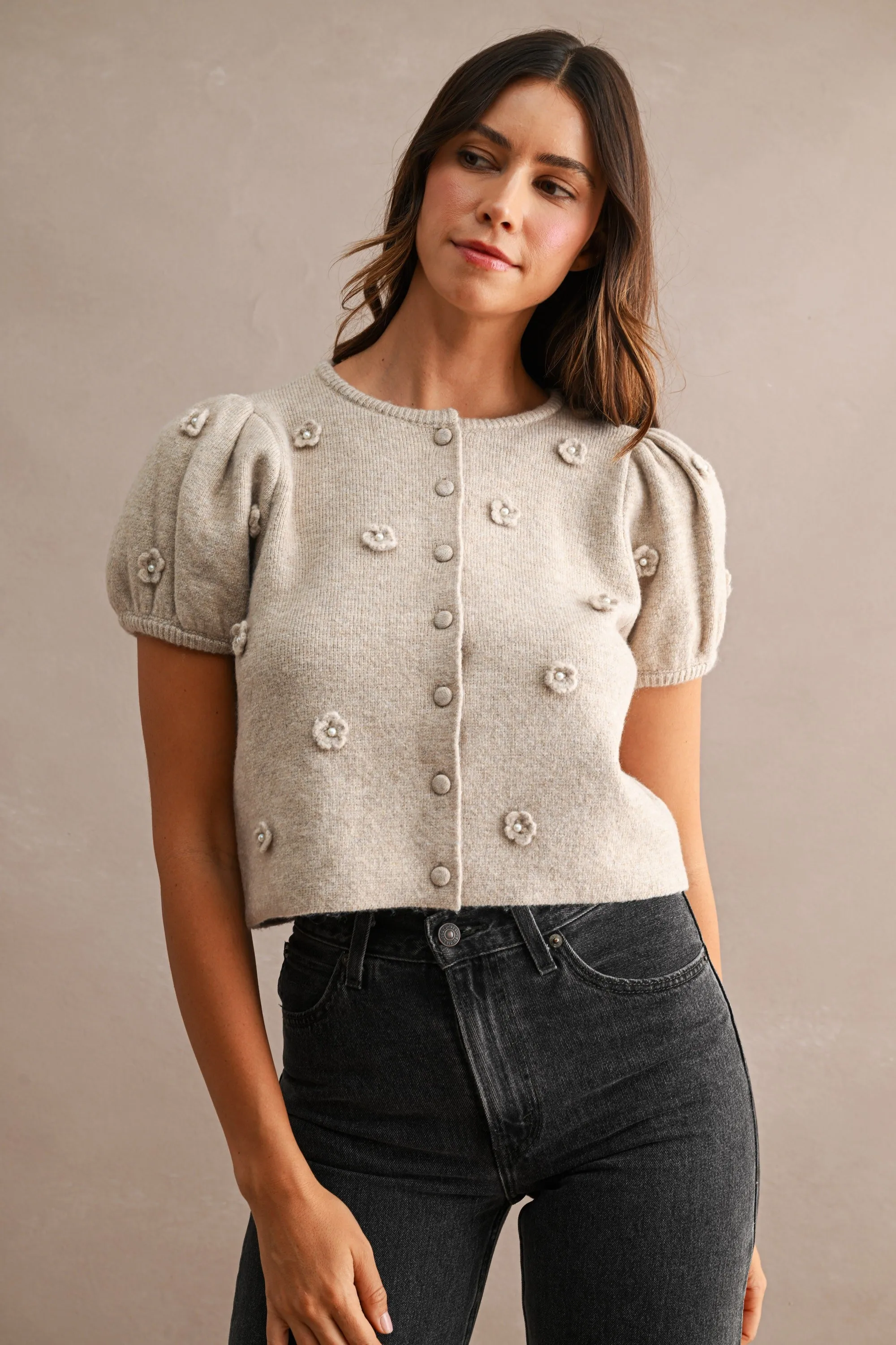Carine Flower Applique Sweater sold by Madison Boutique product image thumbnail 2