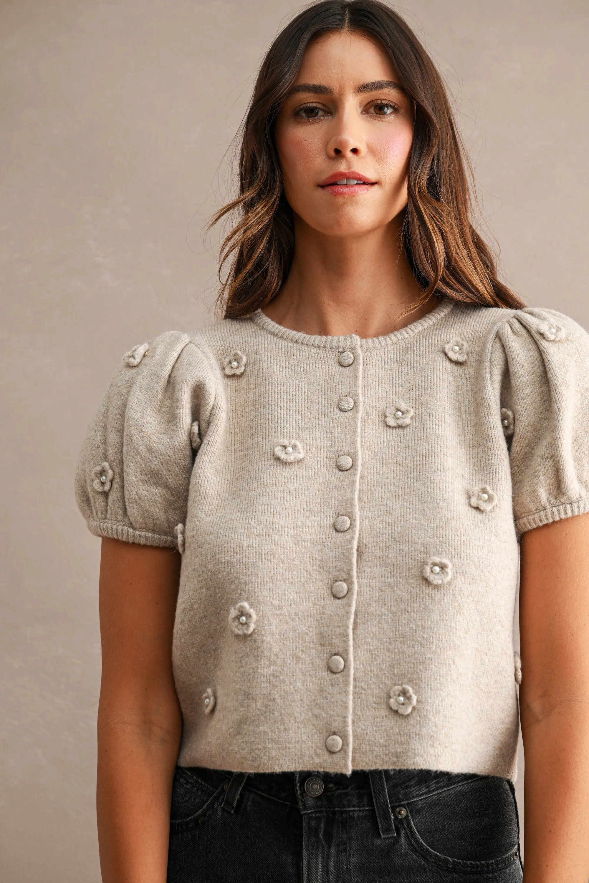 Carine Flower Applique Sweater sold by Madison Boutique product image thumbnail 4