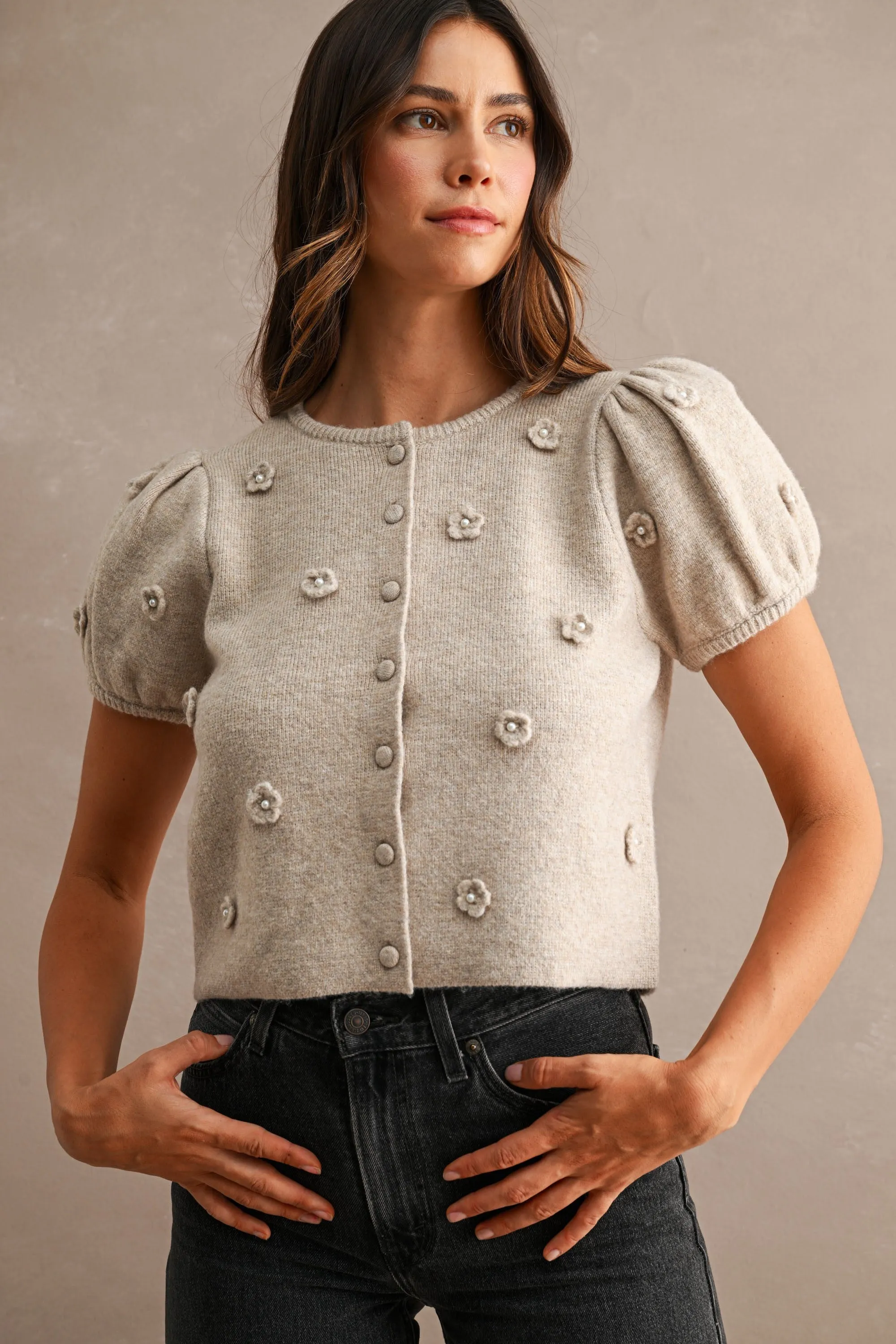 Carine Flower Applique Sweater sold by Madison Boutique product image thumbnail 3