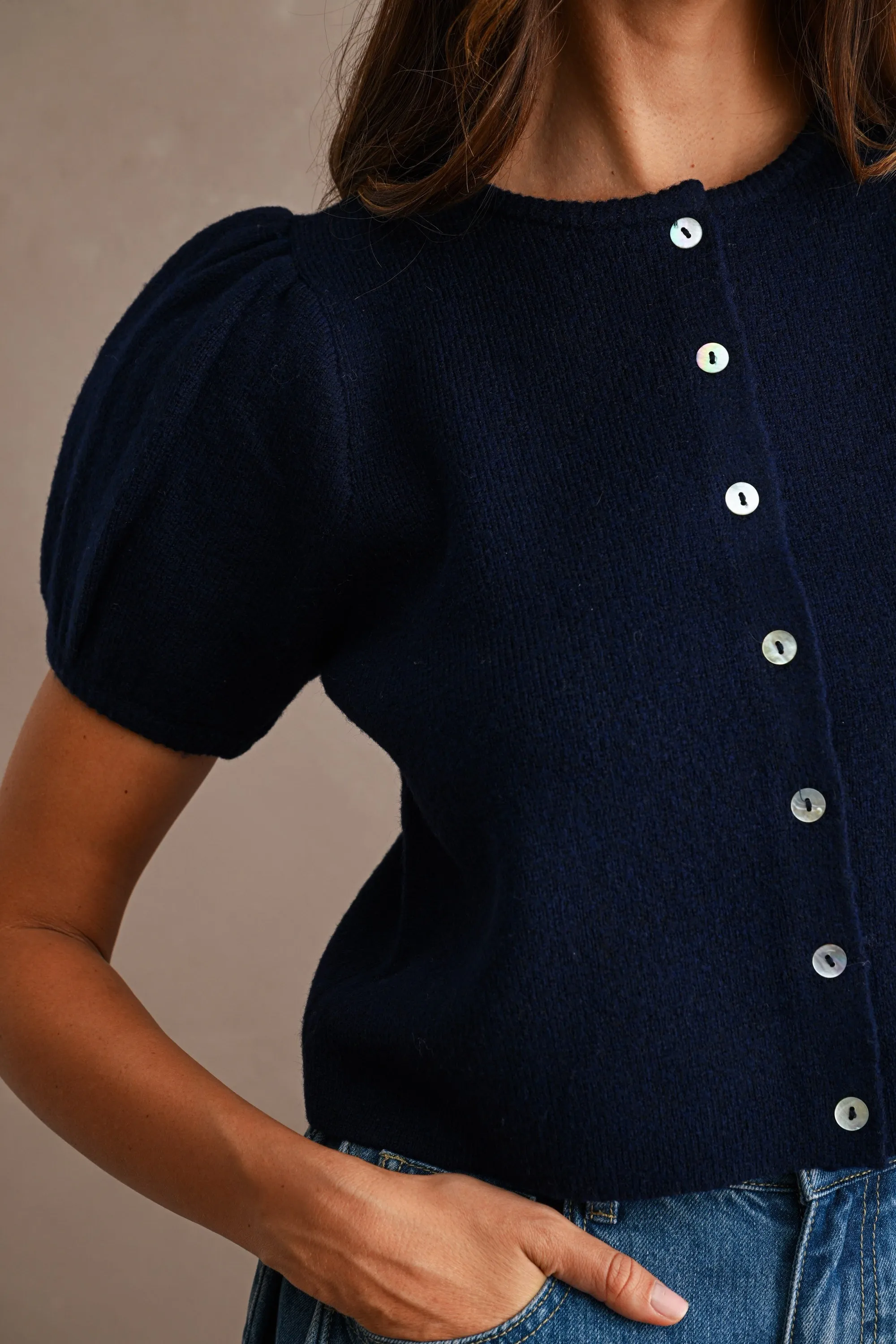 Charlotte Puff Sleeve Sweater, Navy sold by Madison Boutique product image thumbnail 5