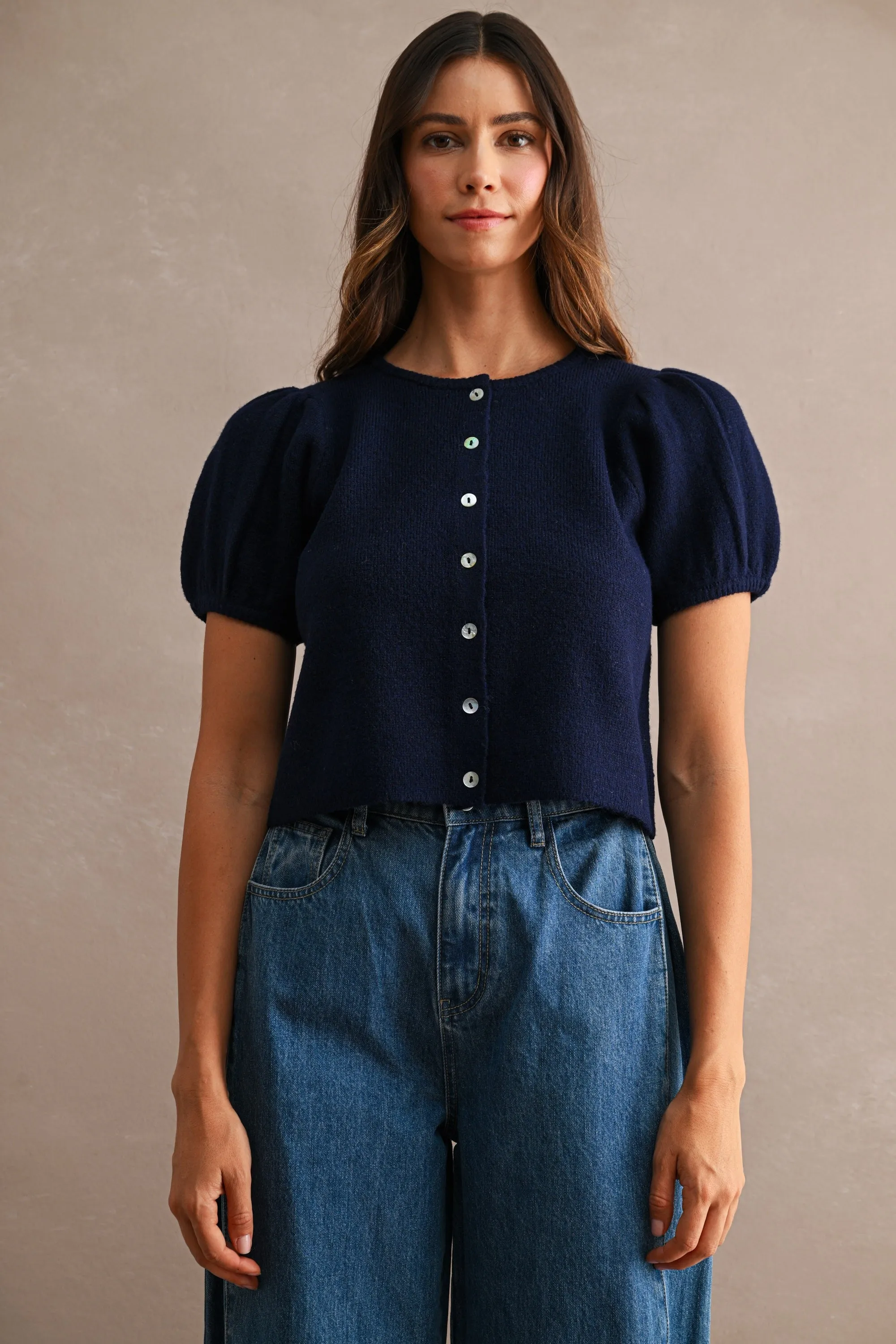 Charlotte Puff Sleeve Sweater, Navy sold by Madison Boutique product image thumbnail 3