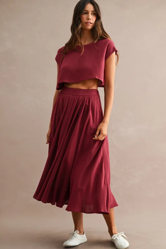 Hampstead Midi Skirt Set, Wine made by MABLE