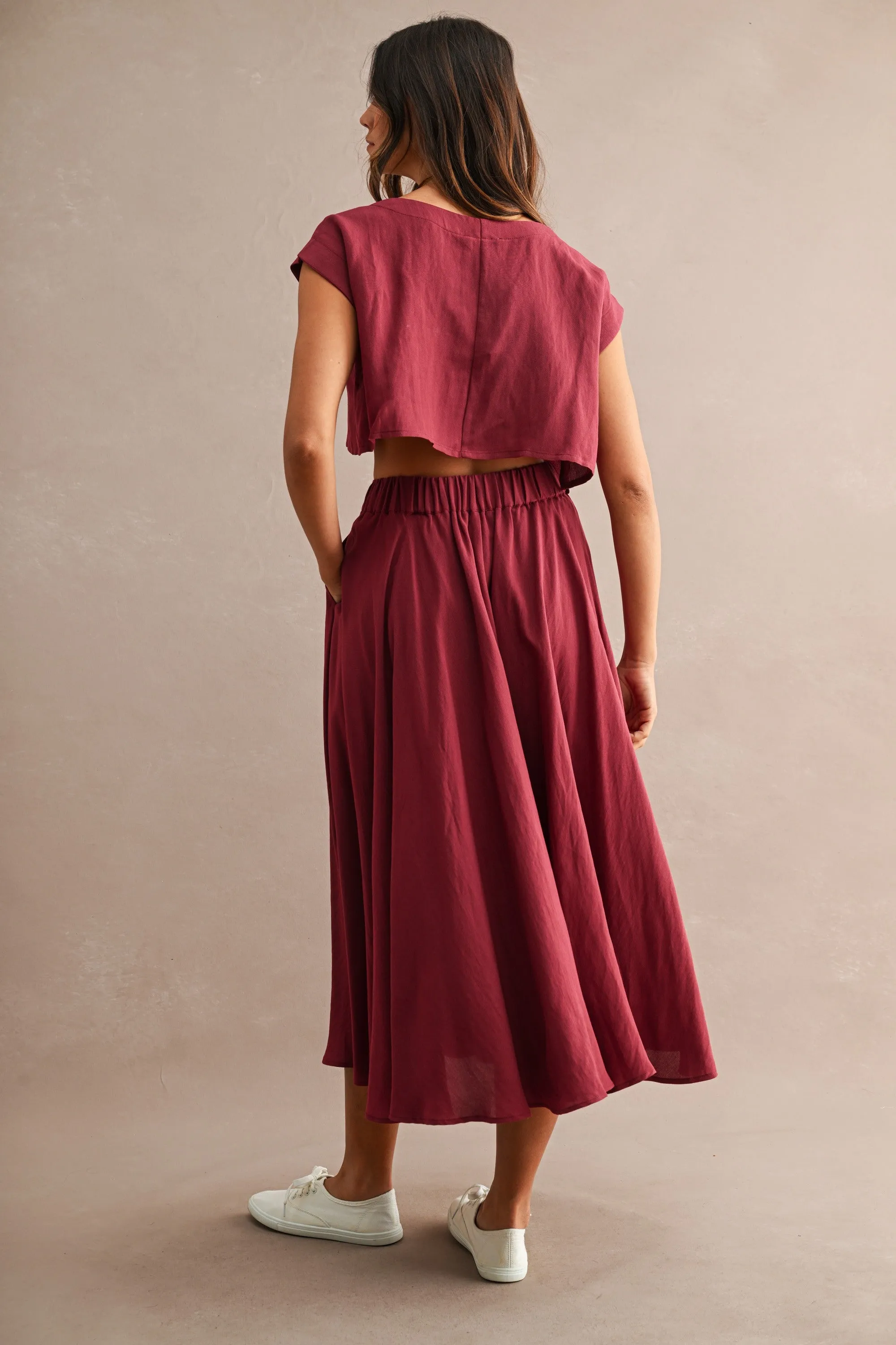 Hampstead Midi Skirt Set, Wine sold by Madison Boutique product image thumbnail 5