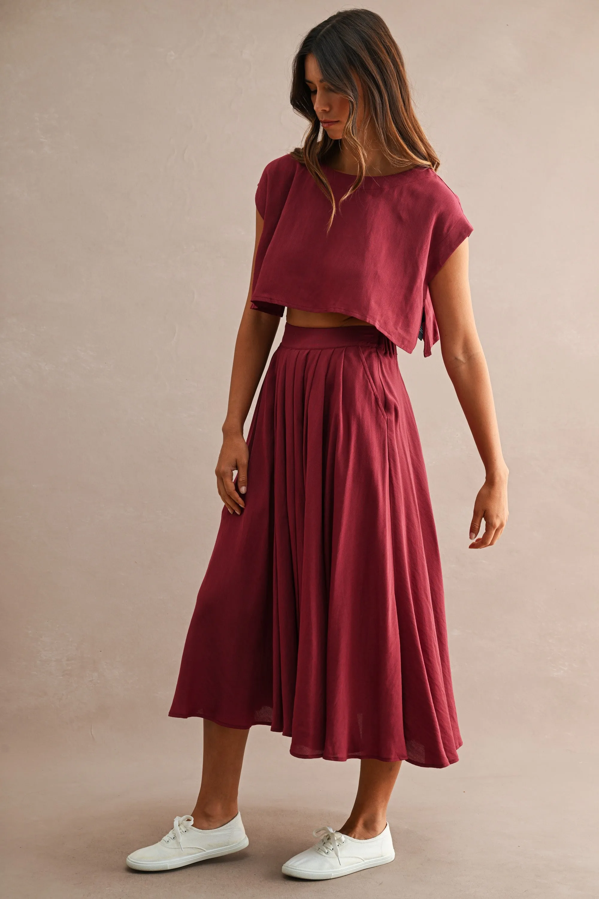 Hampstead Midi Skirt Set, Wine sold by Madison Boutique product image thumbnail 3