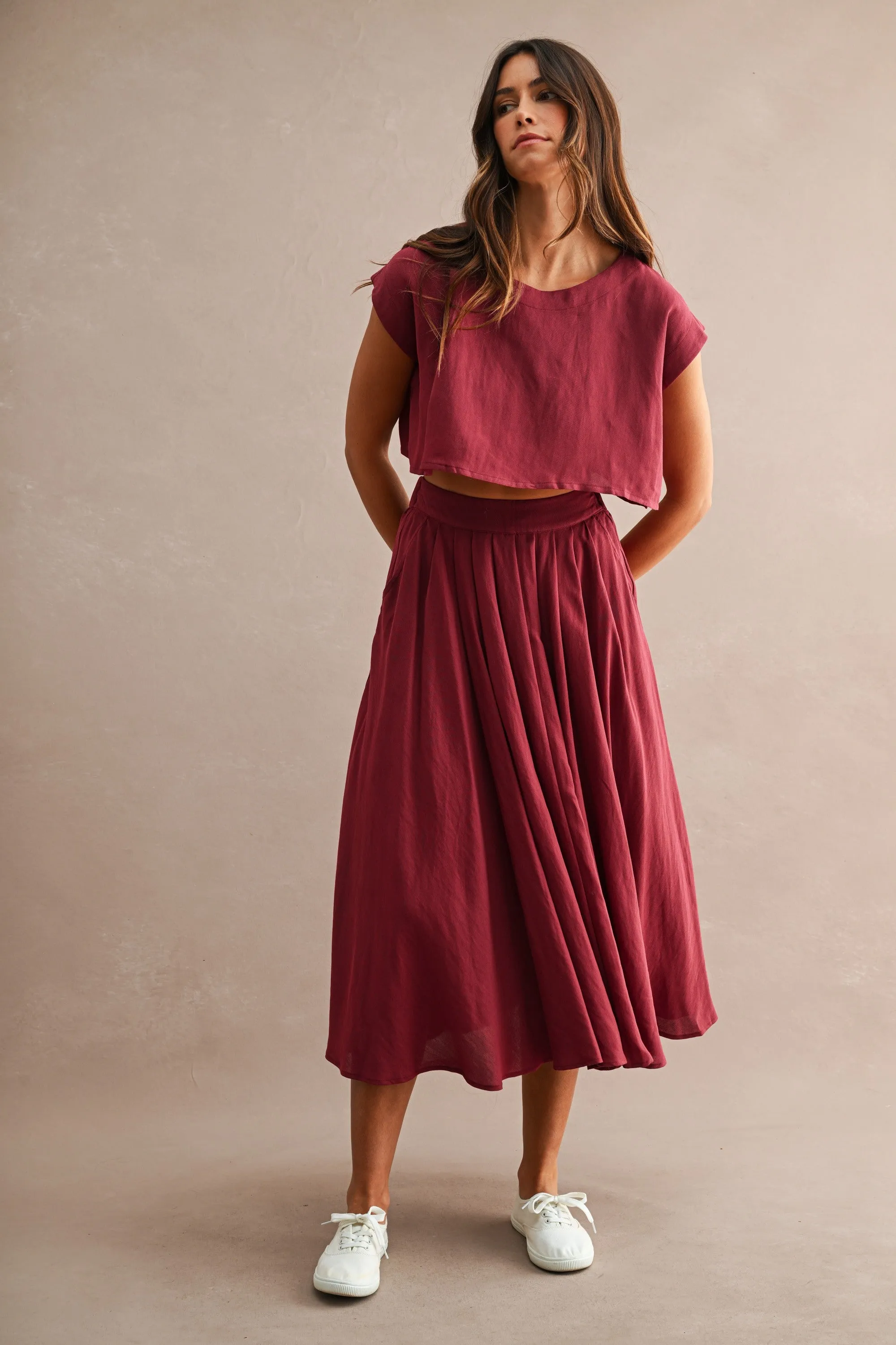 Hampstead Midi Skirt Set, Wine sold by Madison Boutique product image thumbnail 2