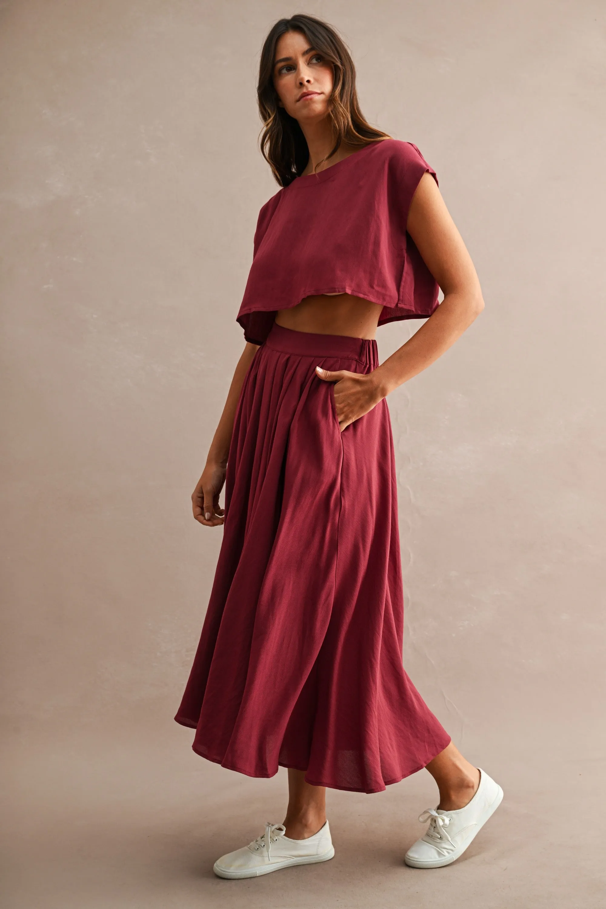 Hampstead Midi Skirt Set, Wine sold by Madison Boutique product image thumbnail 4