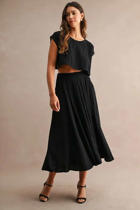 Hampstead Midi Skirt Set, Black made by MABLE