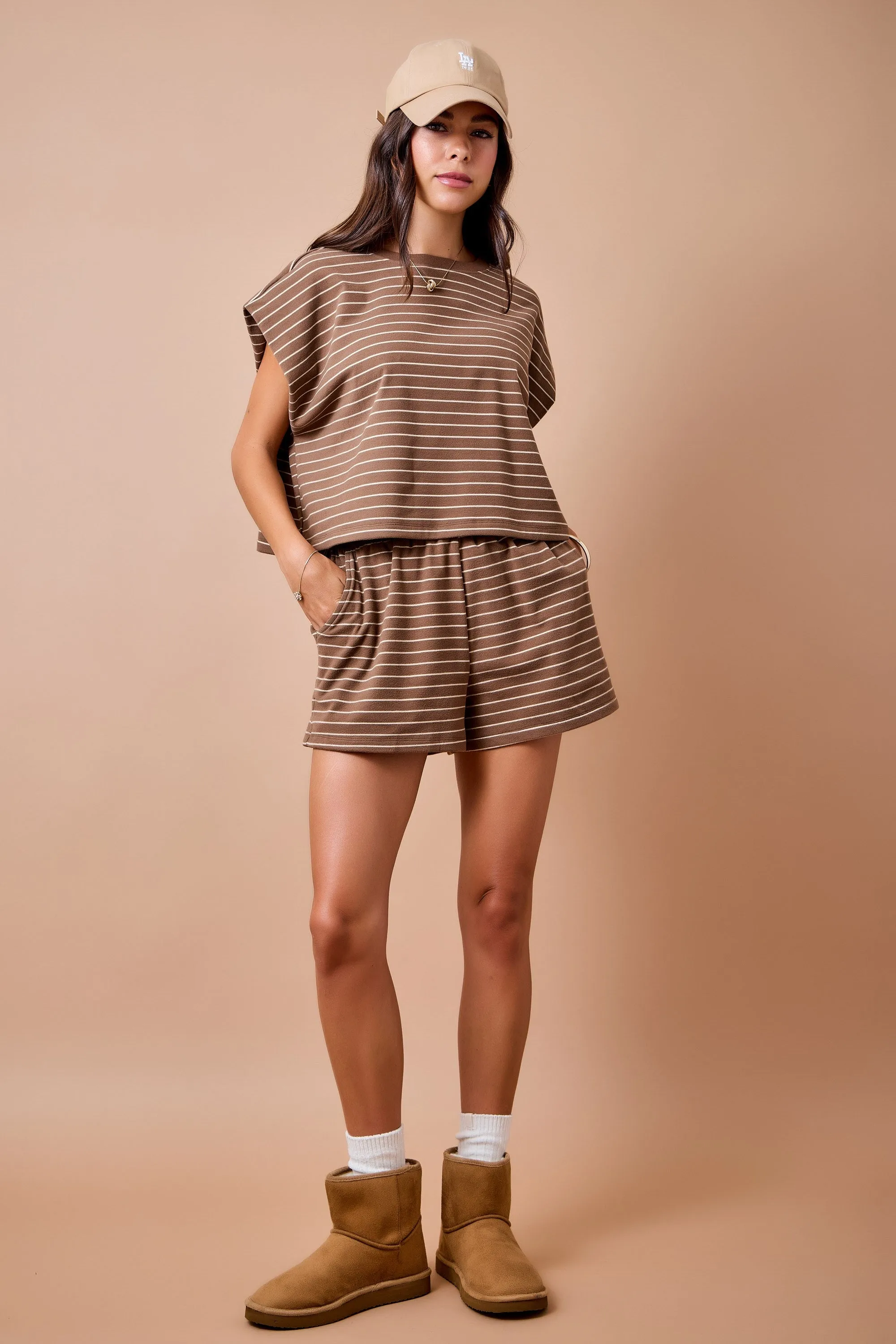 Kiele Striped Lounge Shorts sold by Madison Boutique product image thumbnail 5