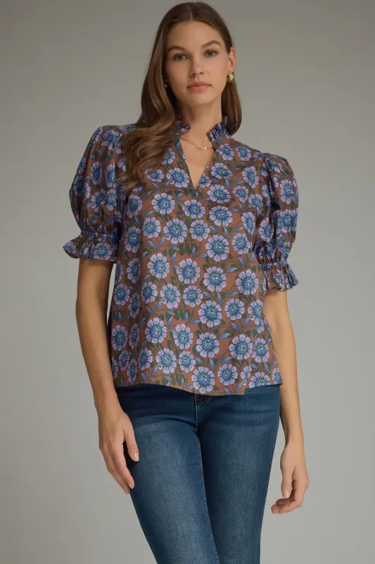 Belle Floral Print Blouse made by entro