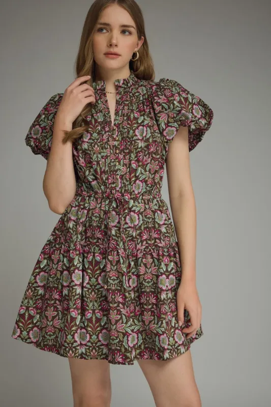 Edeline Puff Sleeve Dress made by entro