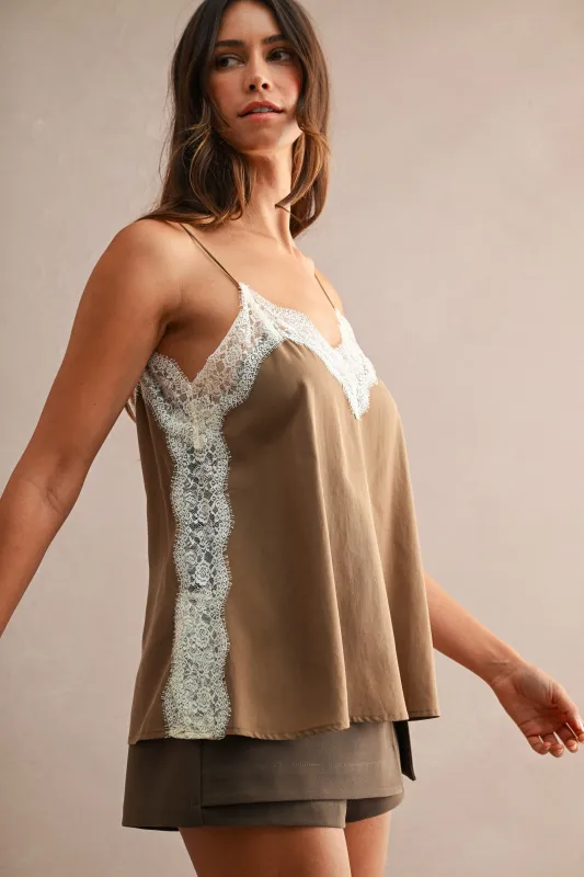 Sadie Lace Trim Cami Top made by MABLE