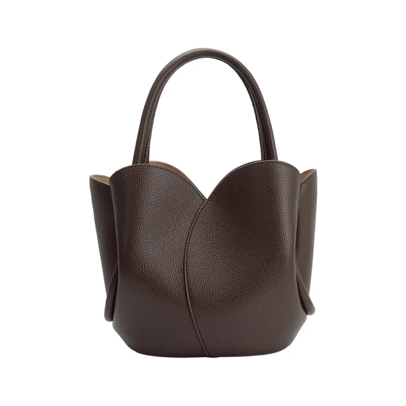 Tulip Top Handle Bag, Chocolate made by Melie Bianco