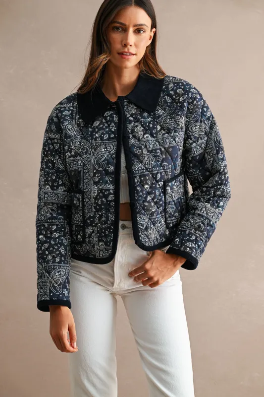 Fia Quilted Paisley Jacket made by MABLE