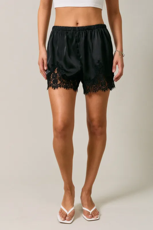Eclipse Lace Trim Shorts, Black made by Le Lis