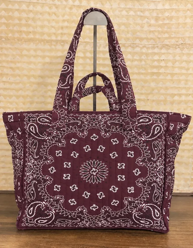 Etienne Bandana Tote, Burgundy made by Madison