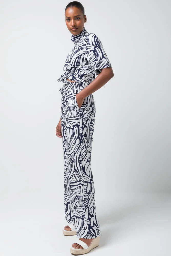 Relaxed Printed Viscose Pant Navy sold by Ackermas product image thumbnail 3