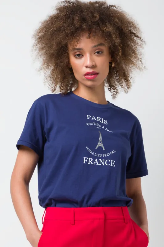 Placement Printed Tee Navy sold by Ackermas