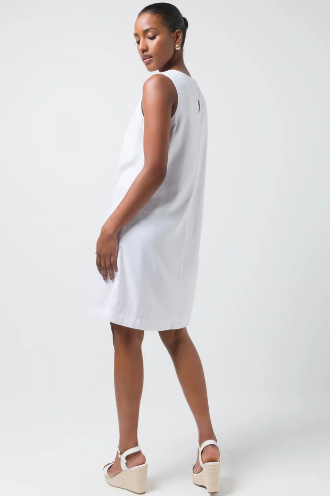 Linen Blend Shift Dress White sold by Ackermas product image thumbnail 3