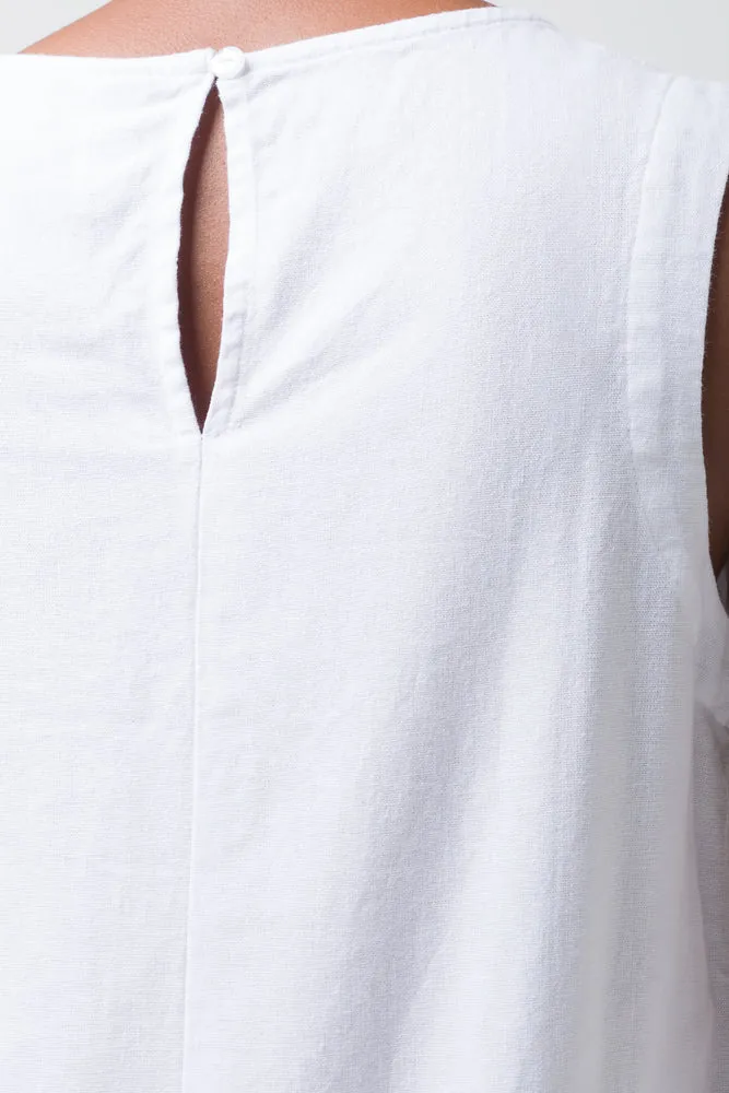 Linen Blend Shift Dress White sold by Ackermas product image thumbnail 4