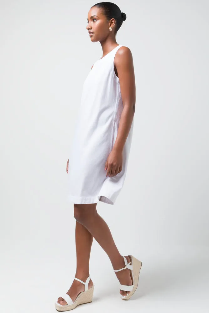 Linen Blend Shift Dress White sold by Ackermas product image thumbnail 2