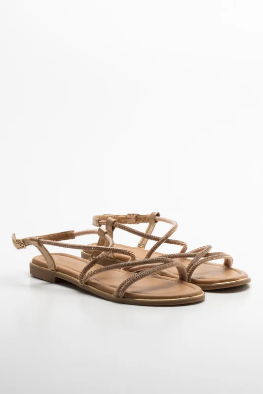 Diamante Strappy Sandal Metallic sold by Ackermas