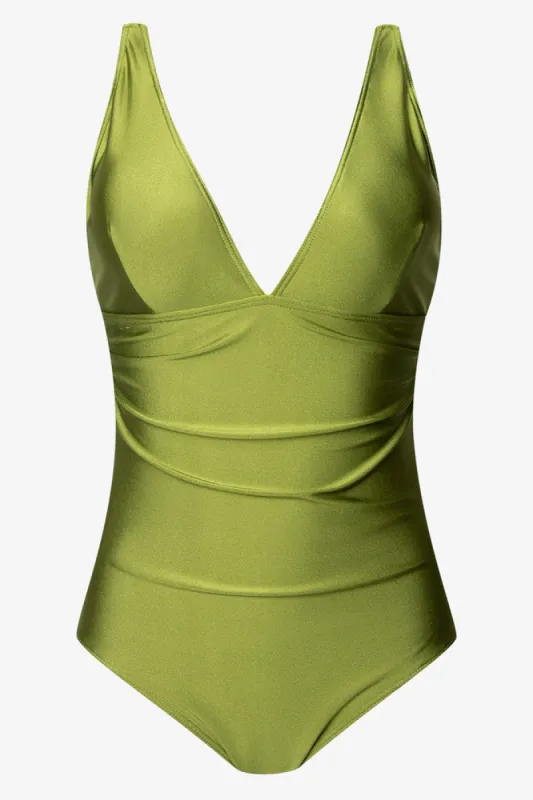 Plunge Neckline Swimsuit Green sold by Ackermas