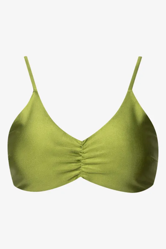 Padded Scoop With Ruching Bikini Top Green sold by Ackermas