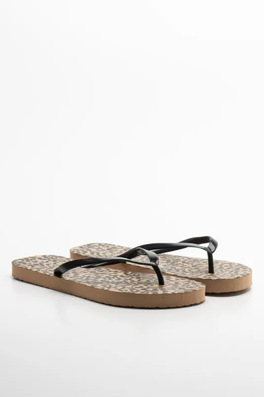 Leopard Print Flip Flop Black sold by Ackermas