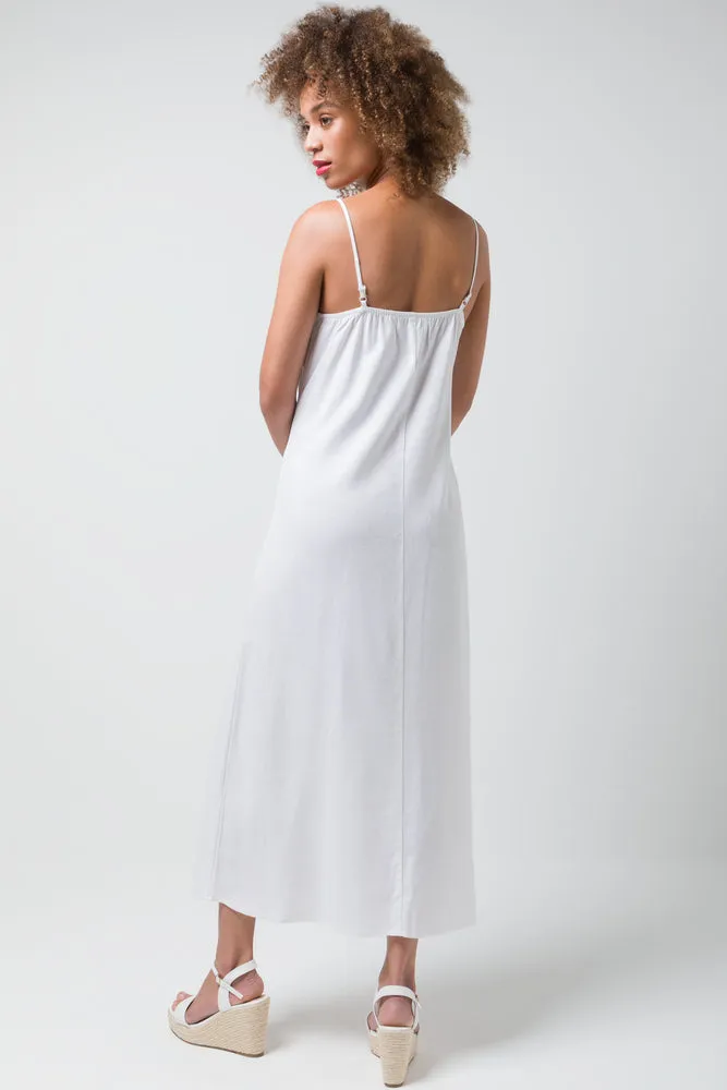 Linen Strappy Maxi Dress White sold by Ackermas product image thumbnail 3