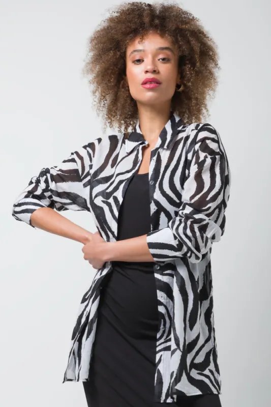 Longer Length Voile Shirt Black sold by Ackermas