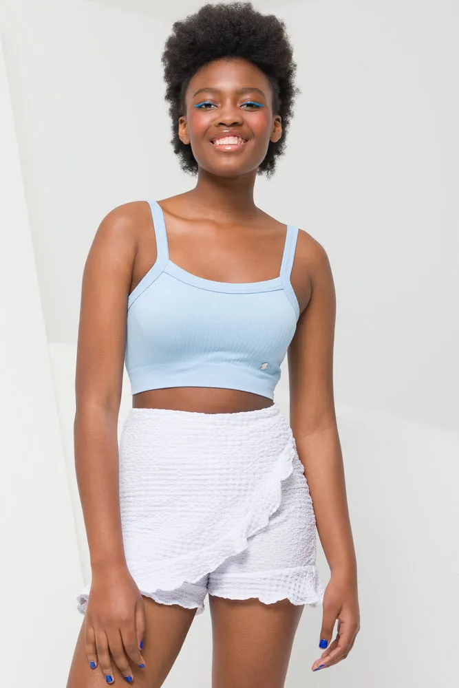 Seamless Crop Vest Light Blue sold by Ackermas