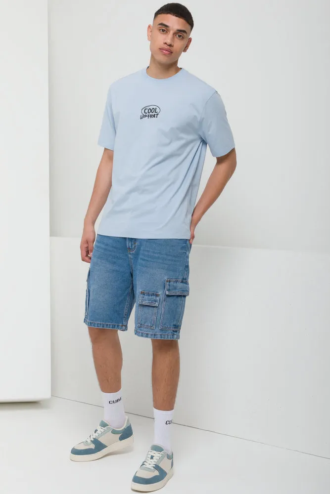 Front And Back Printed T-Shirt Light Blue sold by Ackermas product image thumbnail 2