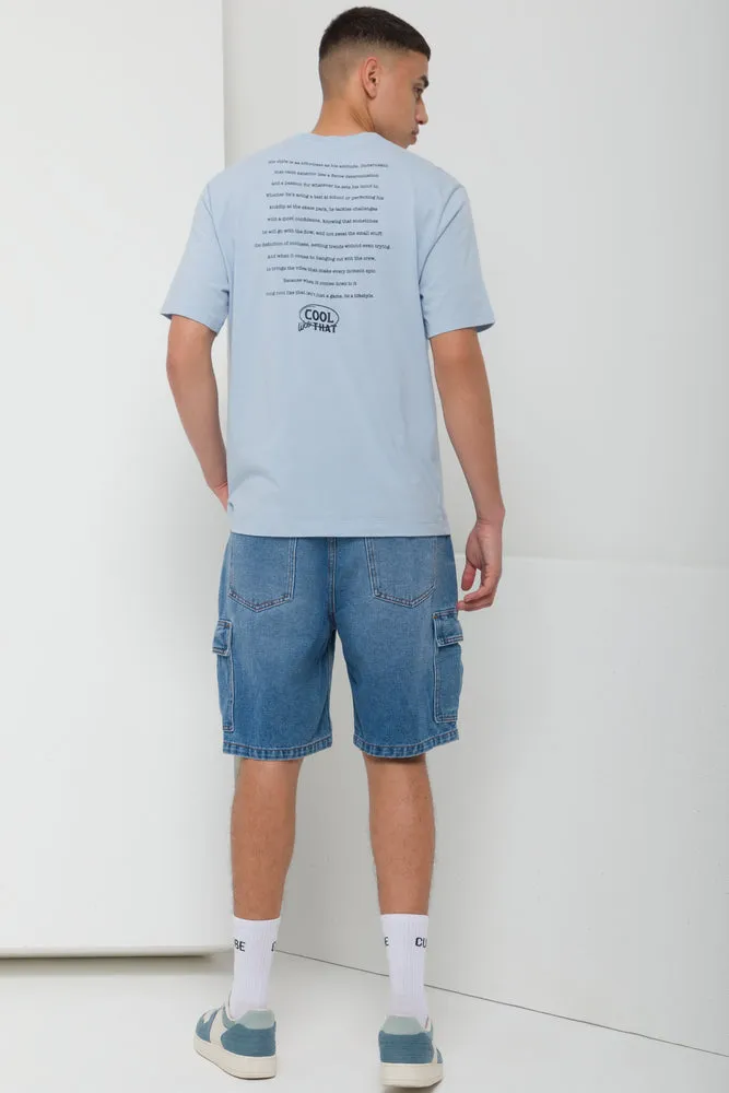 Front And Back Printed T-Shirt Light Blue sold by Ackermas product image thumbnail 3