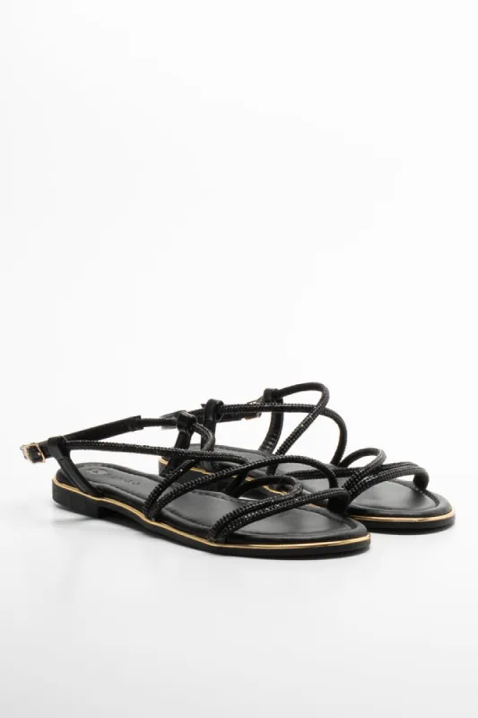 Diamante Strappy Sandal Black sold by Ackermas