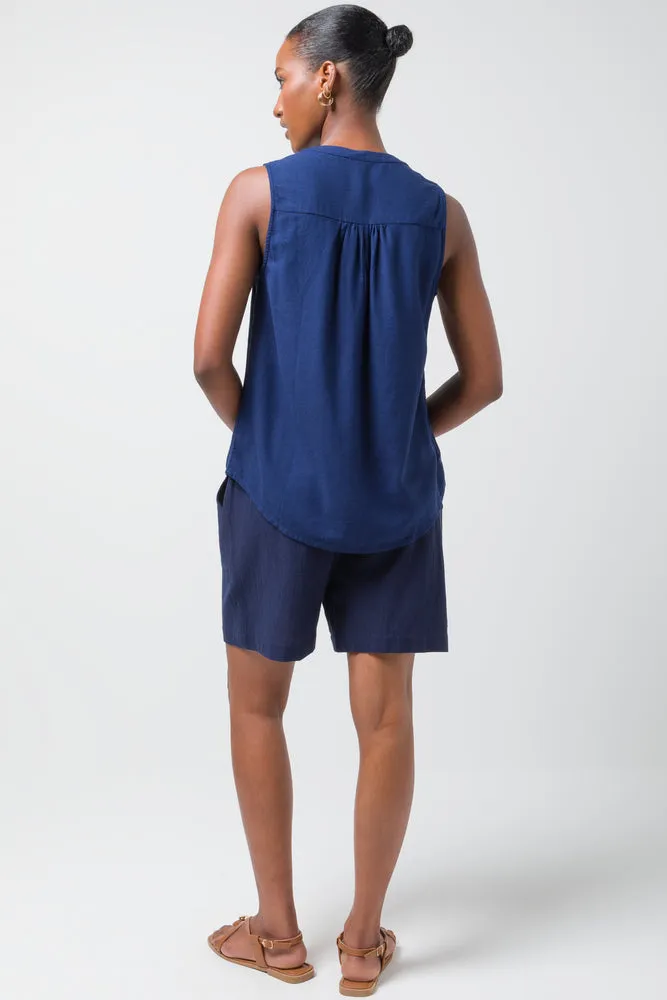 Sleeveless Shirt Linen Navy sold by Ackermas product image thumbnail 3
