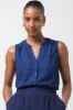 Sleeveless Shirt Linen Navy sold by Ackermas