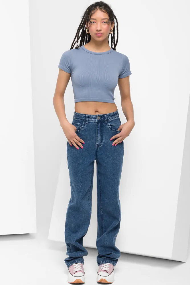 Straight Leg Denim Jeans Blue sold by Ackermas