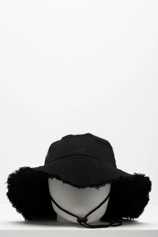 Frayed Bucket Hat Black sold by Ackermas
